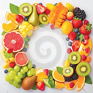 Healthful mix Fresh and diverse array of fruits and berries