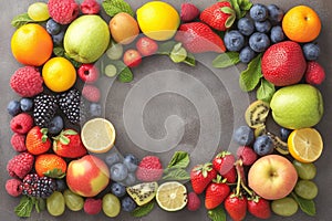 Healthful mix Fresh and diverse array of fruits and berries