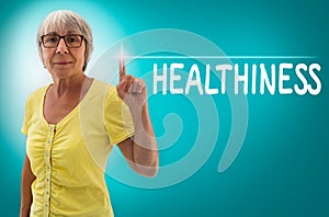 Healthiness touchscreen shown by senior concept