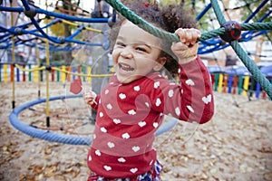 Healthy african american little girl having a fun time