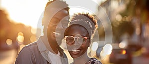 A Healthy African Couple Enjoying A Walk In The Urban City With Smiles