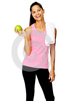 Healthy apple gym woman