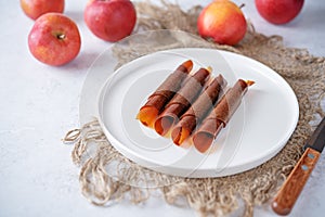 Healthy apple pastille with raw fresh apples