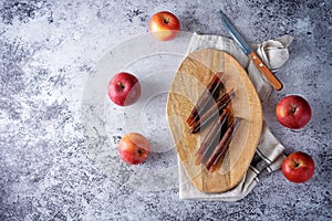 Healthy apple pastille with raw fresh apples
