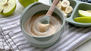 Healthy baby food in bowl