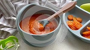 Healthy baby food in bowl