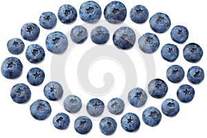 healthy background. blueberries isolated on white background. top view with copy space