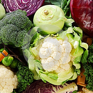 Healthy background of cruciferous vegetables