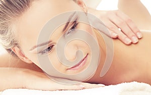 Healthy and Beautiful girl in Spa. Recreation, Energy, Health, Massage and Healing Concept.