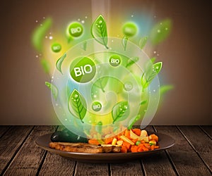 Healthy bio green plate of food