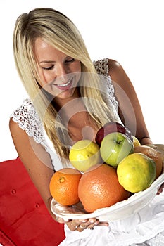 Healthy blond, with fruit