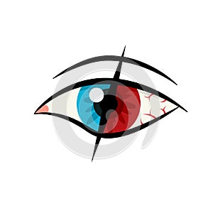 Healthy and bloodshot eye icon. Clipart image
