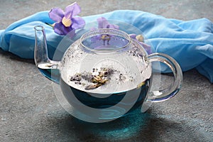 Healthy Blue Butterfly Pea Tea from flowers Clitoria ternatea plant or Asian pegion wings