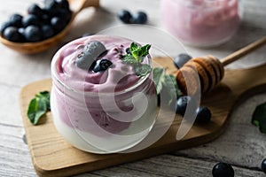 Healthy blueberry yoghurt.