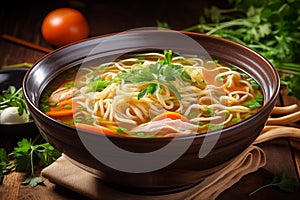 Healthy Bowl of Homemade Chicken Noodle Soup