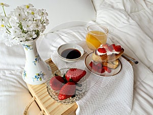 Healthy breakfast in bed