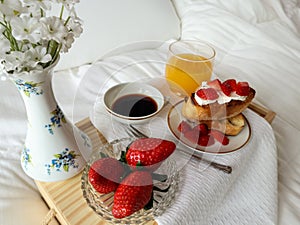Healthy breakfast in bed