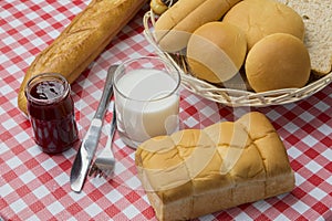 Healthy breakfast with breads and milk