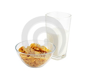 Healthy breakfast with cereal and glass of milk