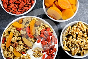 Healthy Breakfast of Cereals With Dried Fruit and Nuts