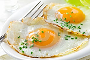 Healthy breakfast with fried eggs