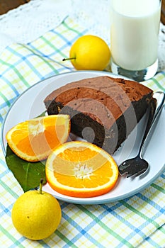 Healthy breakfast fruit bread and milk