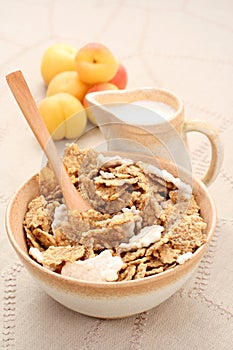 Healthy breakfast - musli and fruits