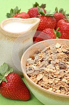 Healthy breakfast - musli and strawberries