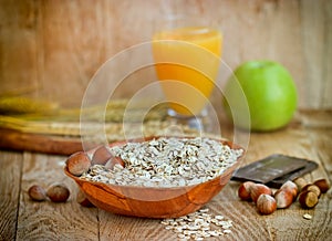 Healthy breakfast - oat flakes