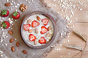 Healthy breakfast oatmeal porridge diet nutririon photo