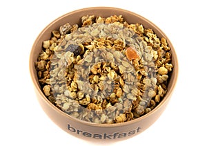 Healthy breakfast plate, cereal granola food with nuts seed organic muesli morning diet oat meal for health care