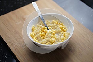 Healthy Breakfast. Star shape cereal on a white bowl