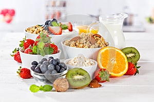 Healthy breakfast strawberry yogurt fruit bowl pot eating yoghurt food
