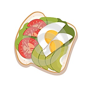 Healthy breakfast toast with eggs vector concept
