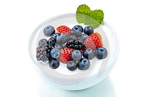 Healthy breakfast with yogurt and berry, dieting, freshness, Min