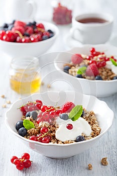 Healthy breakfast with yogurt and granola