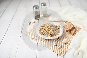 Healthy brown rice and quinoa dinner fully cooked