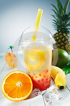 Healthy bubble tea tropical smoothie