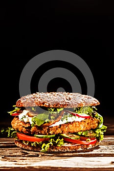 Healthy Burger on Whole Grain Bun
