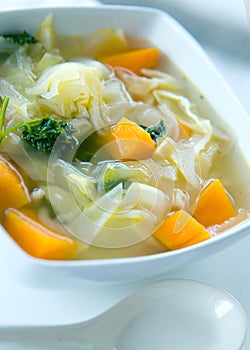 Healthy cabbage and sweet potato soup