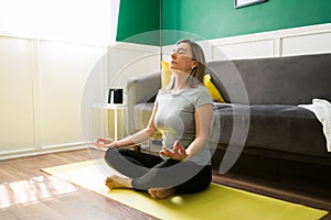 Healthy calm woman meditating