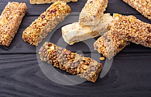 Healthy cereal bar from granola and dried berries