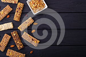 Healthy cereal bar from granola and dried berries