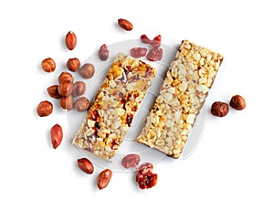 Healthy cereal bars with nuts