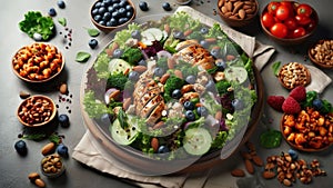 Healthy Chicken Salad Bowl - AI generated Illustration, realistic