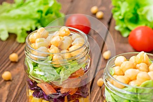 Healthy chickpea salad with fresh vegetable