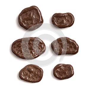 Healthy Chocolate Covered Banana Chips Isolated on a White Background