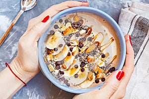 Healthy chocolate smoothie bowl