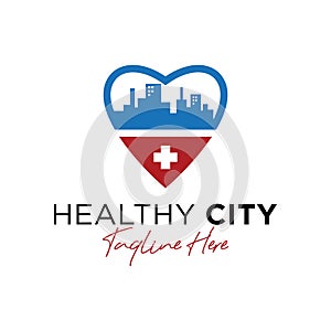 Healthy city vector illustration logo design