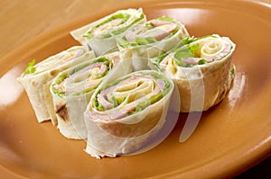 Healthy club sandwich pita bread roll